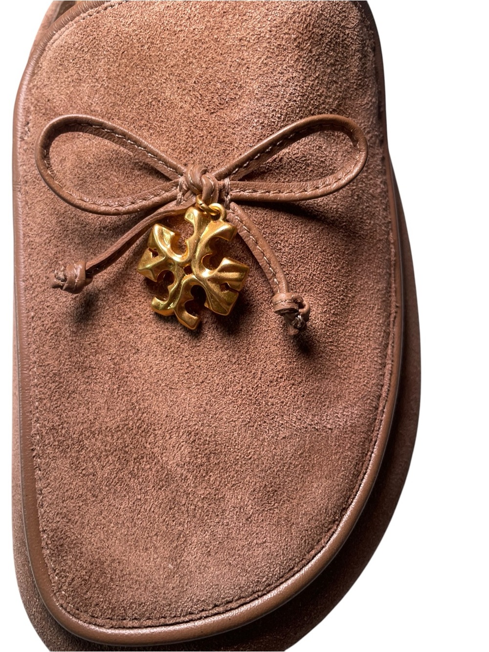 Tory Burch Charm Mule Suede Slides River Rock Size 7 NIB - Picture 3 of 8